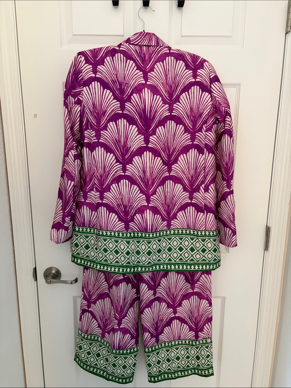 Zara Purple & White Printed Two-Piece Set with Green Trim - Picture 4 of 8